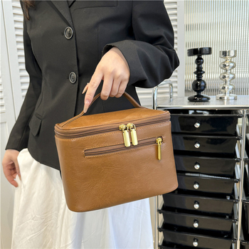 Korea stiili reisi kosmeetikakott, veekindel PU materjal, kaasaskantav suur maht, tõmblukuga avamine ja ühe suuna rattaga