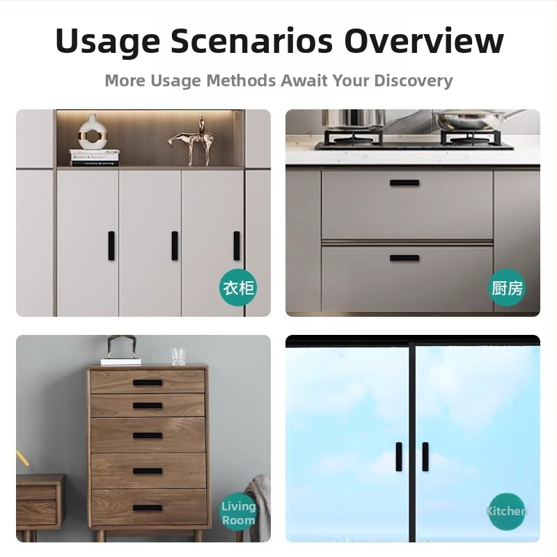 Držač za ladicu i vrata ormara, samoljepljivi, bez bušenja, za garderobu, knjižnicu i klizna staklena vrata; Brend Shouli, Model ZH, Stil Moderni minimalizam, Materijal Regular.