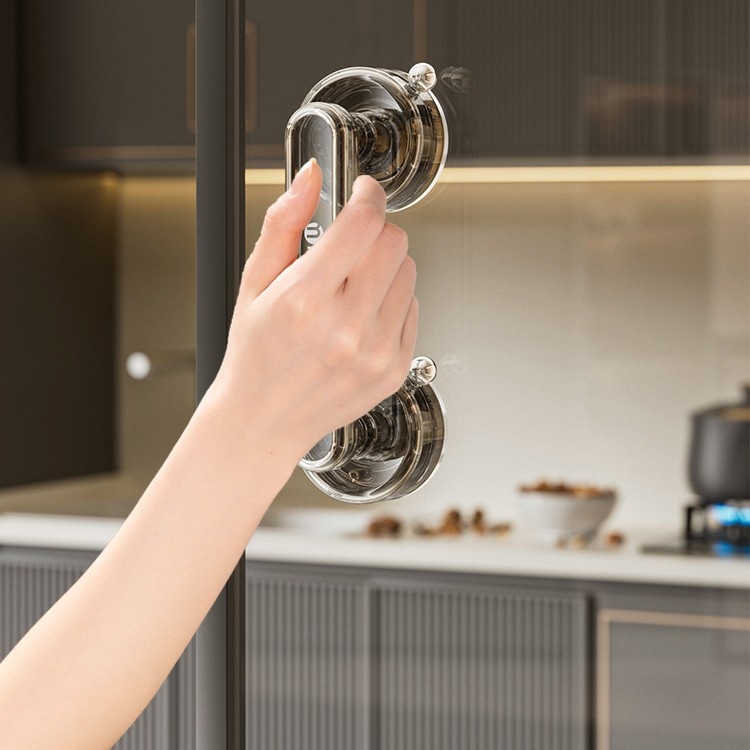 Mâner din plastic cu ventuză pentru ușă de sticlă, fără găuri, pentru baie/dus, uși glisante, frigider, fereastră, dulap — Model 2024062001, Stil 1327355784