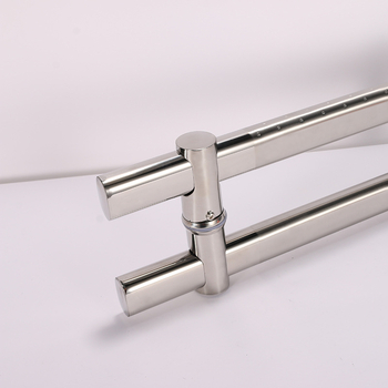 Rozsdamentes acélból készült üvegajtó fogantyú – laposcső, állítható lyukköz, felületi szerelés, modern minimalist stílus