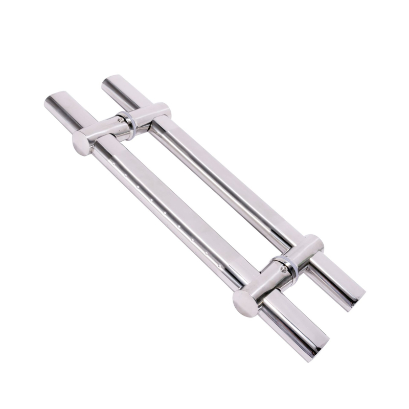 Rozsdamentes acélból készült üvegajtó fogantyú – laposcső, állítható lyukköz, felületi szerelés, modern minimalist stílus