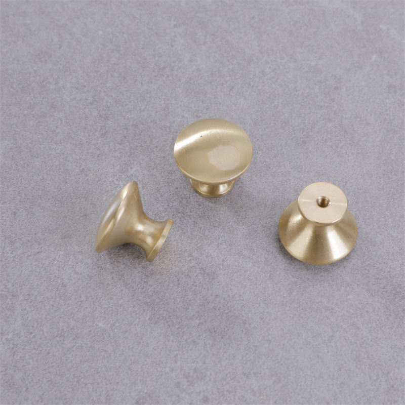 Mâner pentru dulap cu cap de ciupercă din alamă, finisaj periat, stil nordic minimalist, montaj cu o singură gaură, potrivit pentru garderobă, sertare și dulapuri de baie