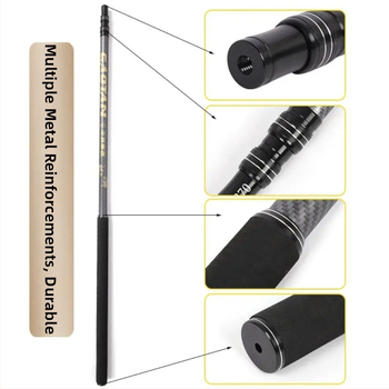 Szénszálas halászhálóbot teleszkópos kivitelben, habos fogantyúval, 4 részes