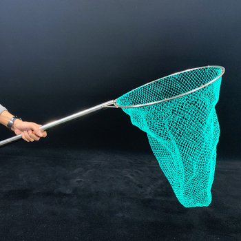 Τσάντα ψαρέματος από ανοξείδωτο ατσάλι με διπλούς εσωτερικούς δακτυλίους, δίχτυ με 9 κλώνους και μικρά μάτια, μακριά αντιολισθητική λαβή