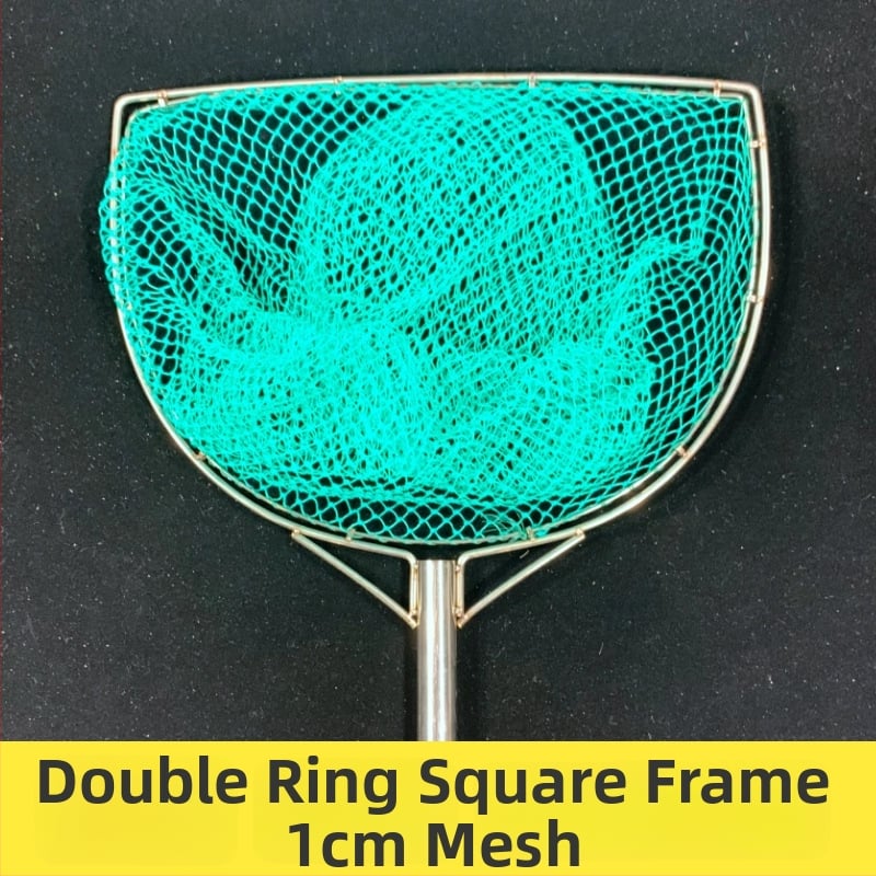 Τσάντα ψαρέματος από ανοξείδωτο ατσάλι με διπλούς εσωτερικούς δακτυλίους, δίχτυ με 9 κλώνους και μικρά μάτια, μακριά αντιολισθητική λαβή