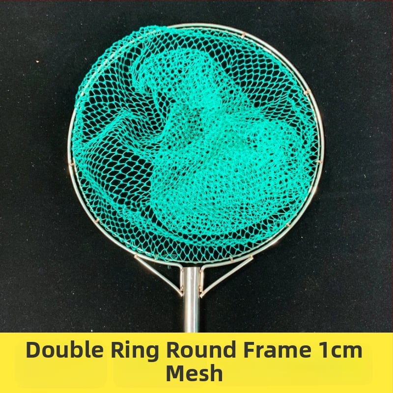 Τσάντα ψαρέματος από ανοξείδωτο ατσάλι με διπλούς εσωτερικούς δακτυλίους, δίχτυ με 9 κλώνους και μικρά μάτια, μακριά αντιολισθητική λαβή