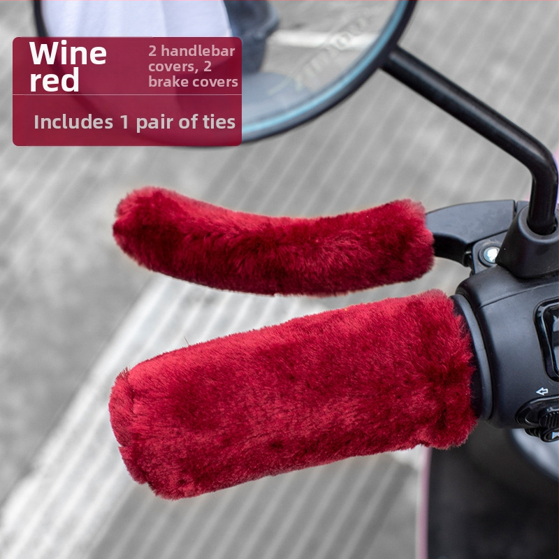 Плюшено универсално покривало за кормило за електрически велосипеди – антиподхлъзващо, зимно удебелено, нормална дебелина