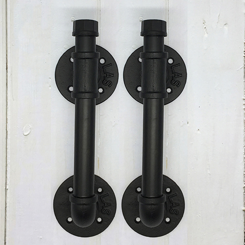 Mâner de ușă pentru dulap, stil industrial retro, din fier cu finisaj vopsit, model 2020483, destinat ușilor tip barn