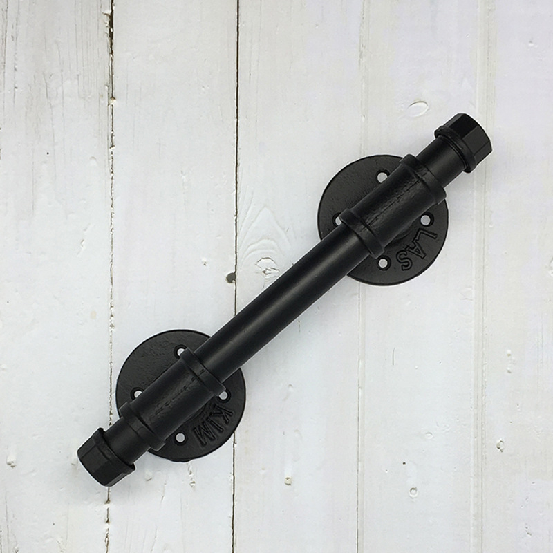 Mâner de ușă pentru dulap, stil industrial retro, din fier cu finisaj vopsit, model 2020483, destinat ușilor tip barn