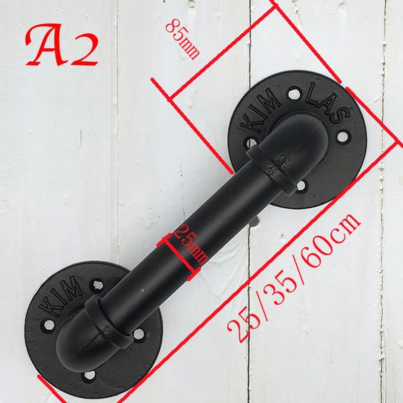 Mâner de ușă pentru dulap, stil industrial retro, din fier cu finisaj vopsit, model 2020483, destinat ușilor tip barn