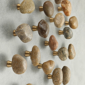 Mâner de piatră pentru mobilier — alamă cu piatră, model K085, stil lux ușor, placare electrochimică și lustruire