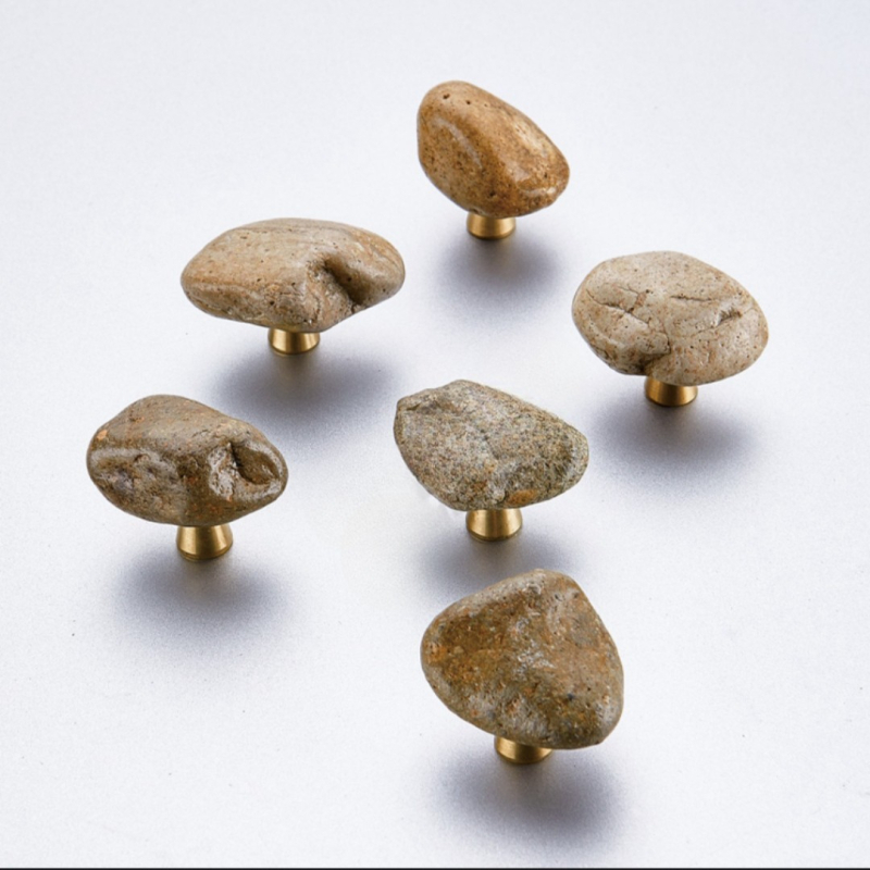 Mâner de piatră pentru mobilier — alamă cu piatră, model K085, stil lux ușor, placare electrochimică și lustruire