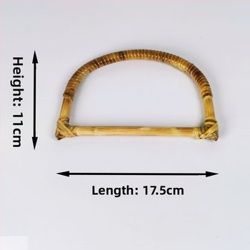 D alakú fogantyú rattan-bambusz anyagból, természetes bambusz gyűrűvel – fonott DIY táska kiegészítő