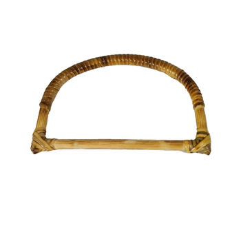 D alakú fogantyú rattan-bambusz anyagból, természetes bambusz gyűrűvel – fonott DIY táska kiegészítő