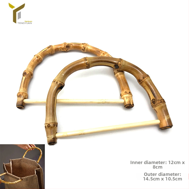 Bambuko jungties rankena moterų megztai rankinei – D formos žiedas ir U formos bambuko jungtis