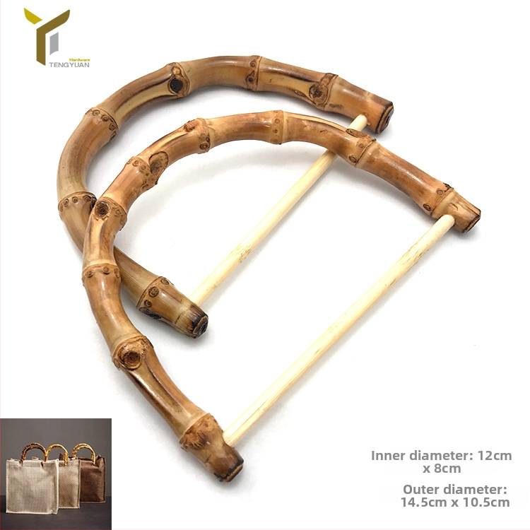 Bambuko jungties rankena moterų megztai rankinei – D formos žiedas ir U formos bambuko jungtis