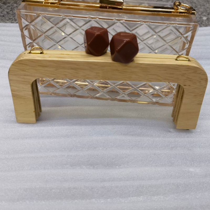 Drevený klip rám na kabelku s drevenou rúčkou, DIY príslušenstvo na kabelky