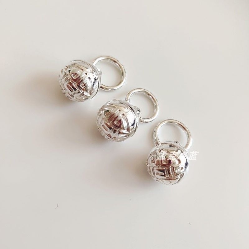 Metalni okrugli gumb, etnički stil, sferni gumb s petljom – dodaci za odjeću, Materijal: Metal, Funkcija: Drugo