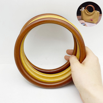 Apaļa koka roktura pletāmām somām – materiāls: koks, apaļa forma, piemērots vintage etniskā stilā