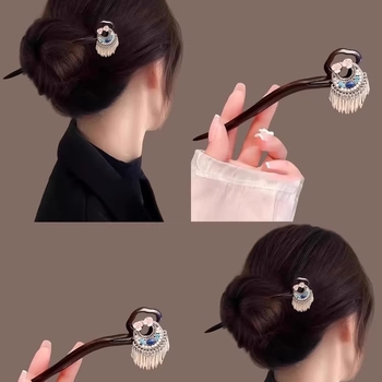 Пина за коса, сплав, китайски стил, цветна форма, индивидуално опакована, без персонализация