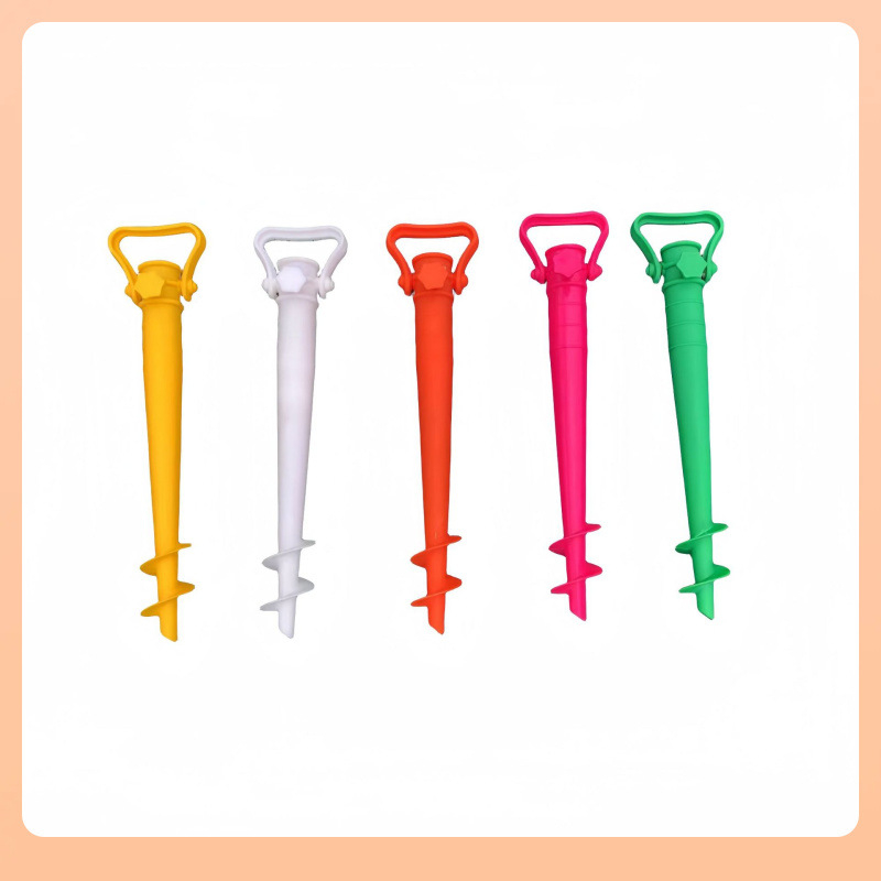 Plastikust maapostid randparasolide jaoks, aluskomplektid, manuaalne avamine/sulgemine, pöörlemise funktsioon, logotüübi trükkimine saadaval