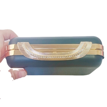 Kvadratni okvir za ručnu torbicu DIY večernja torbica, 20 × 11,5 cm, s ovalnim kristalima.