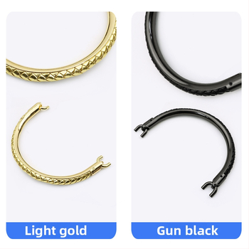 Mâner metal pentru geantă, aliaj de zinc + piele PU, inel semicircular, accesorii pentru bagaje Meters