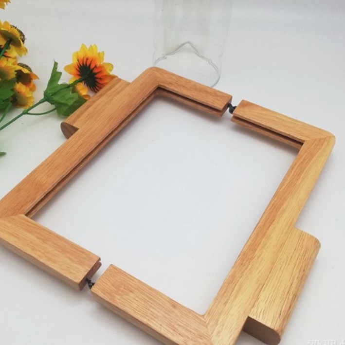 Senhong plastični okvir s klamerom za DIY torbe, s drvenim držalom i zlatnim detaljem - smanjenje tereta