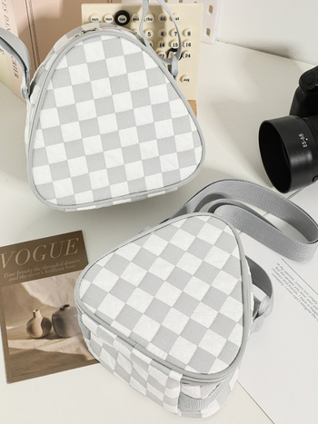 чанта за SLR камера в клетъчен дизайн, найлонова конструкция, презрамка за рамо, унисекс