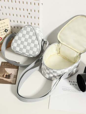 чанта за SLR камера в клетъчен дизайн, найлонова конструкция, презрамка за рамо, унисекс