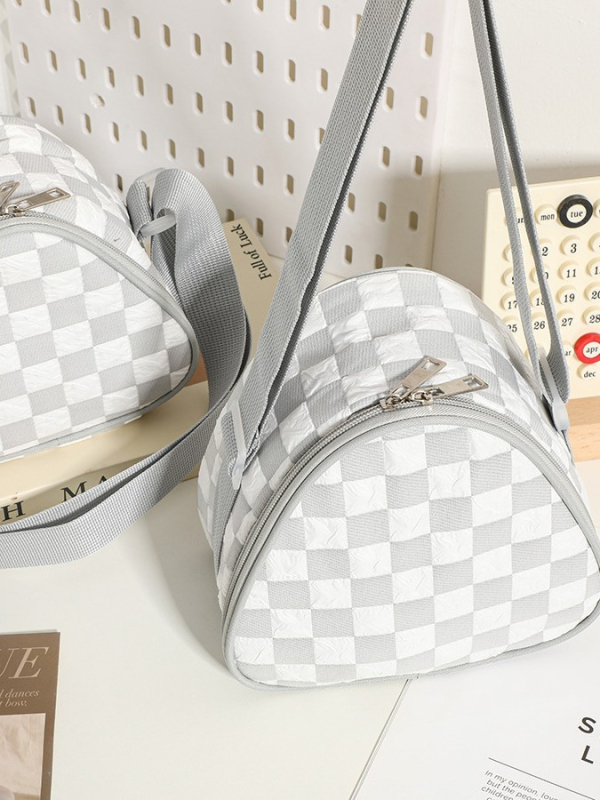 чанта за SLR камера в клетъчен дизайн, найлонова конструкция, презрамка за рамо, унисекс