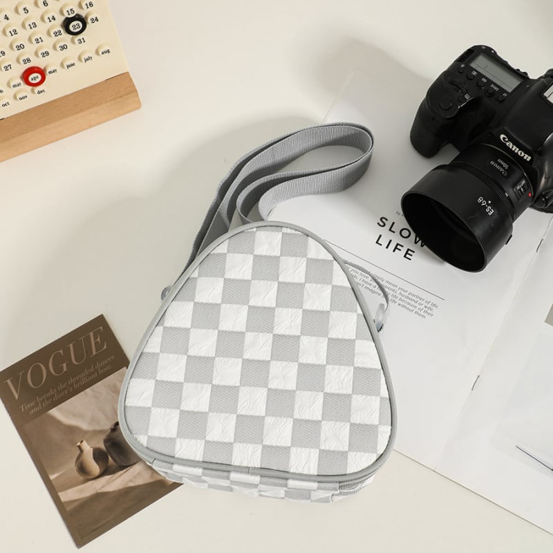 чанта за SLR камера в клетъчен дизайн, найлонова конструкция, презрамка за рамо, унисекс