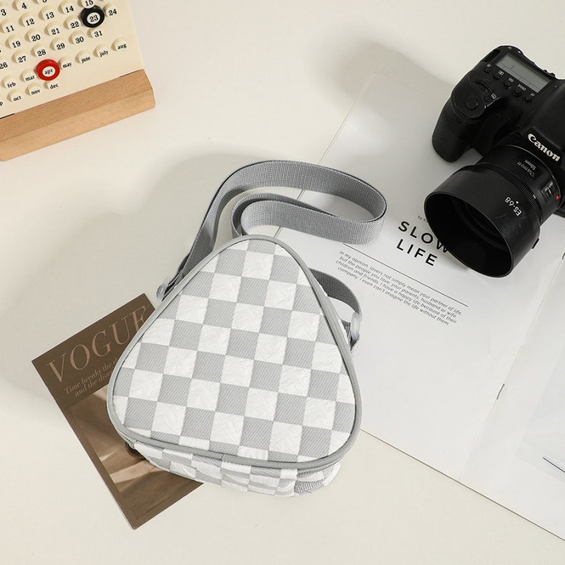 чанта за SLR камера в клетъчен дизайн, найлонова конструкция, презрамка за рамо, унисекс