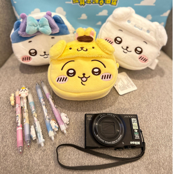 Geantă de cameră Chiikawa din pluș, stil clutch din catifea, pentru camere compacte/micro, toamnă 2024, unisex