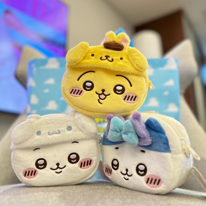 Geantă de cameră Chiikawa din pluș, stil clutch din catifea, pentru camere compacte/micro, toamnă 2024, unisex