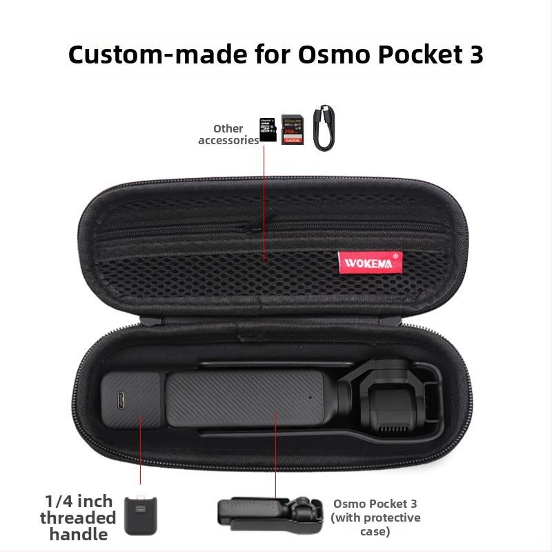 Prenosná kamera Pocket 3 s krytom obrazovky a priestorom na príslušenstvo, podšívka z Lycra, 140 g, model Pocket 3