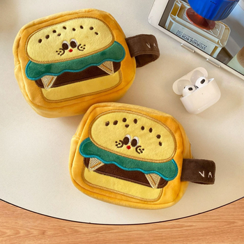 Geantă pentru cameră în formă de burger — design jucăuș de desene animate, husă portabilă pentru camere CCD/Polaroid, material textil cu căptușeală poliester-pamuc, unisex, Iarnă 2025