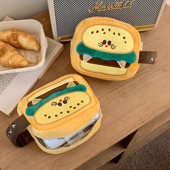 Geantă pentru cameră în formă de burger — design jucăuș de desene animate, husă portabilă pentru camere CCD/Polaroid, material textil cu căptușeală poliester-pamuc, unisex, Iarnă 2025