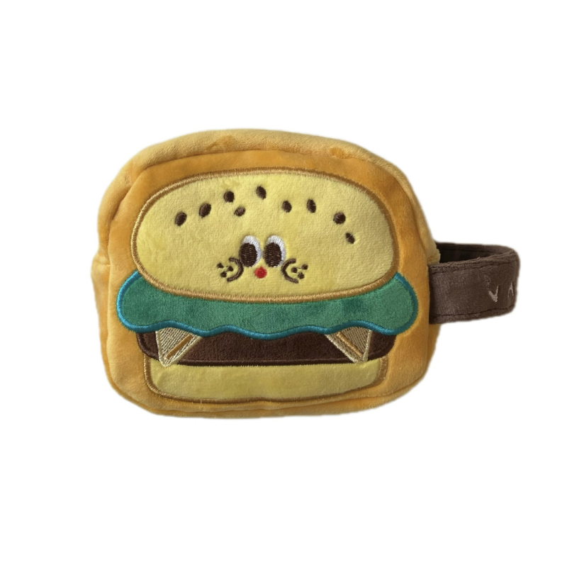 Geantă pentru cameră în formă de burger — design jucăuș de desene animate, husă portabilă pentru camere CCD/Polaroid, material textil cu căptușeală poliester-pamuc, unisex, Iarnă 2025