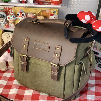 Ruima Vászon és Bőr Kamera Táska, 10 L, Kültéri Fotózás, 1,12 kg, Váll-/Keresztpántos