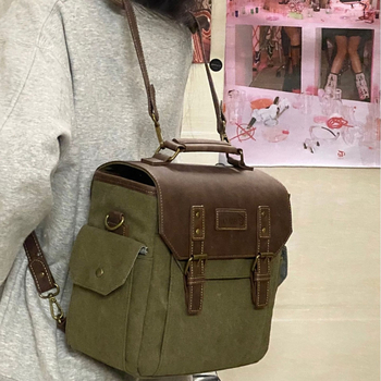 Ruima Vászon és Bőr Kamera Táska, 10 L, Kültéri Fotózás, 1,12 kg, Váll-/Keresztpántos