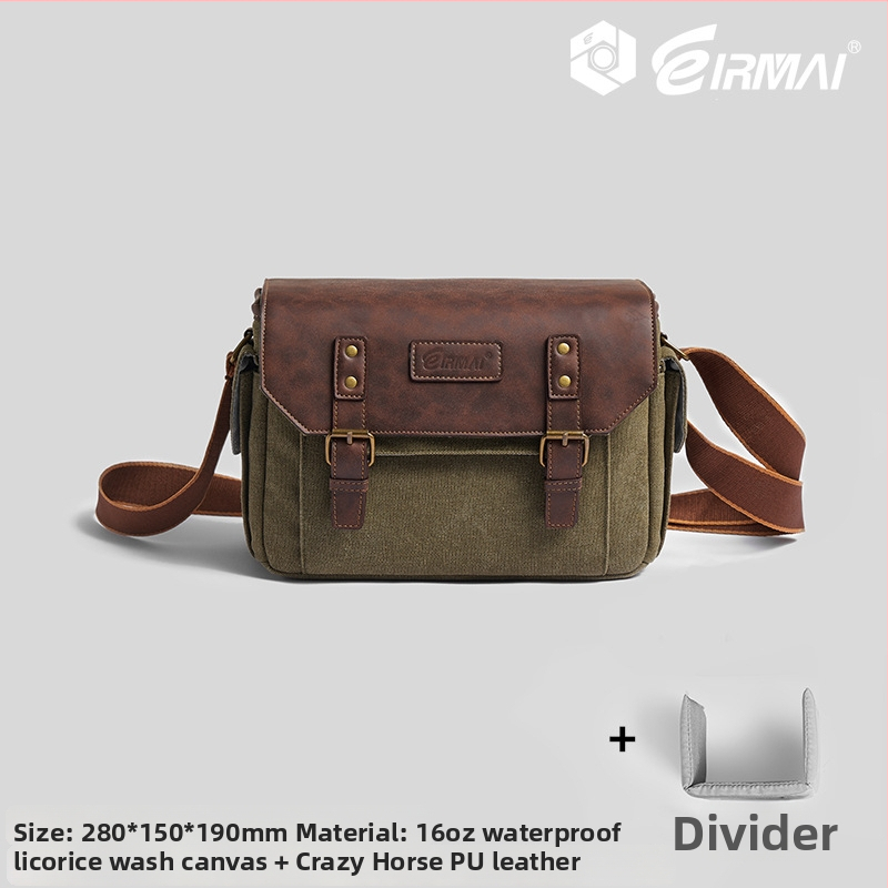 Ruima Vászon és Bőr Kamera Táska, 10 L, Kültéri Fotózás, 1,12 kg, Váll-/Keresztpántos