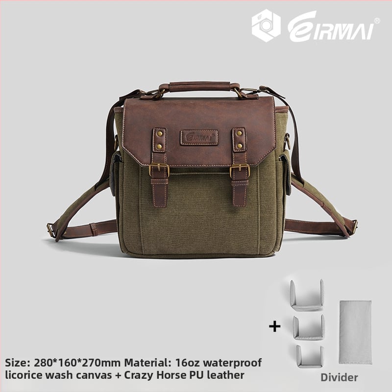 Ruima Vászon és Bőr Kamera Táska, 10 L, Kültéri Fotózás, 1,12 kg, Váll-/Keresztpántos