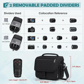 Torba za DSLR kameru, vodootporna, proširiva i sklopiva, gradski minimalistički stil, PU materijal, podstava od platna, zakrivljeni rameni remen, proljeće 2025