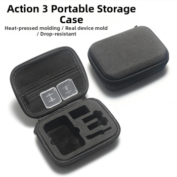 Action-kamera keményfedelű táska EVA+Canvas külsővel | univerzális illeszkedés, szürke fleece belső, súly 129,4 g, tartalmaz tároló táskát és 2 memória-kártya tároló dobozt