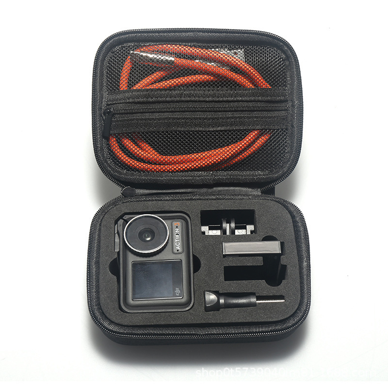 Action-kamera keményfedelű táska EVA+Canvas külsővel | univerzális illeszkedés, szürke fleece belső, súly 129,4 g, tartalmaz tároló táskát és 2 memória-kártya tároló dobozt