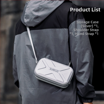 Surewo Kültéri vízálló tároló táska DJI Pocket3/2-höz, váll- és kézi pánttal, PU-szivacs belsővel, tömeg 280 g