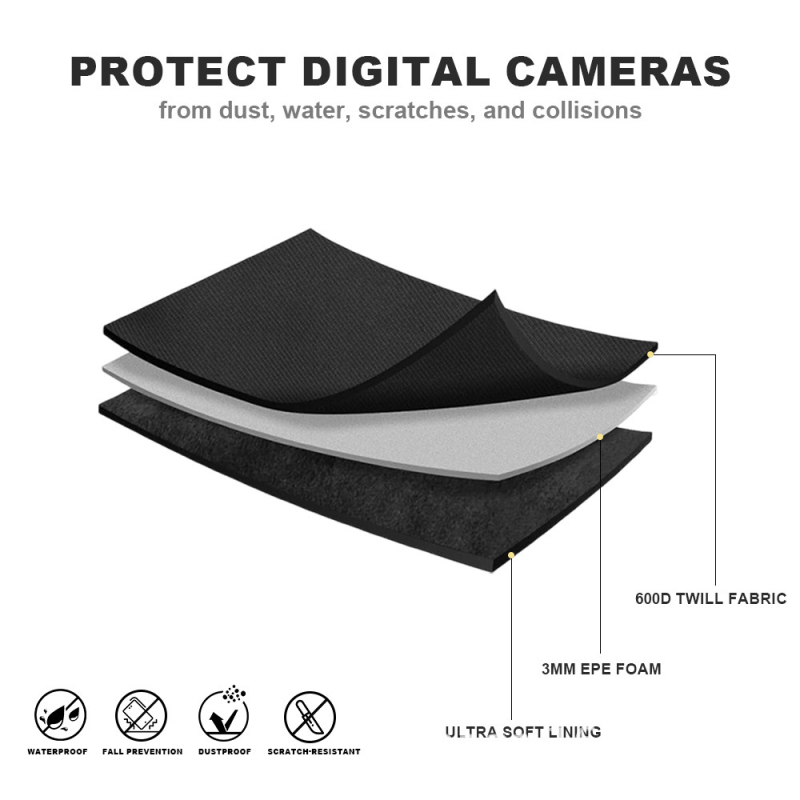 Crossbody torba za fotoaparat, Oxford tkanina, set za fotoaparat, jednofarbna, zakrivljena naramenica za rame, proljeće 2024