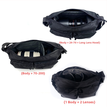 Nagy kapacitású, multifunkcionális vállkamera táska Canon/Nikon SLR-hez – nylon külső, poliészter bélés