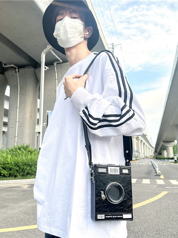 FILWHITE muška crossbody torbica, retro stil, PU materijal, jednofarbna, odgovara 8-inčnom prijenosniku, proljeće 2025